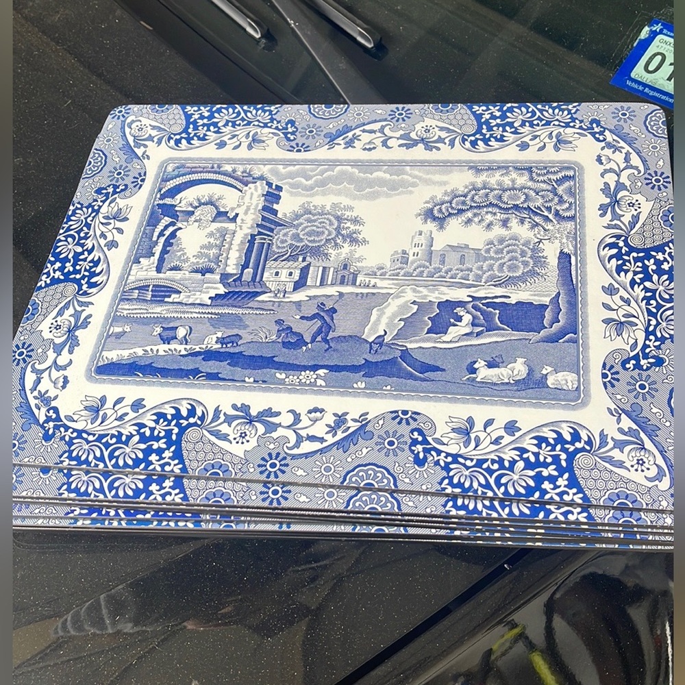 Pimpernel placemats - Blue Italian Placemats, Set of 8